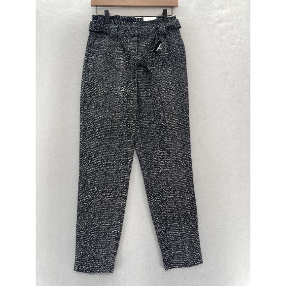 Express Skinny Ankle Pants Women's 2 Black Salt and Pepper Speckled Tie‎ Waist - Picture 1 of 14